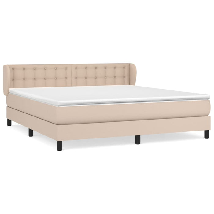 Box spring bed mattress cappuccino brown 160x200 cm faux leather