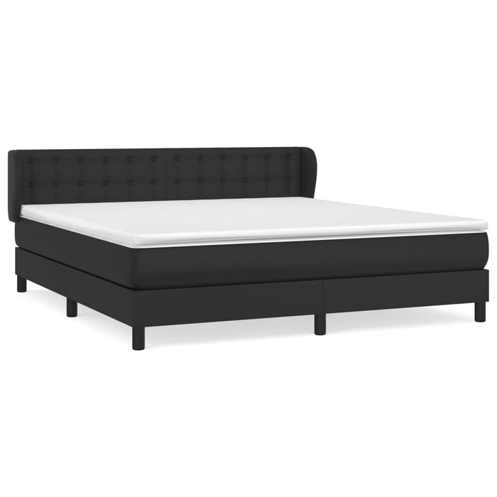 Box spring bed with mattress black 180x200 cm faux leather