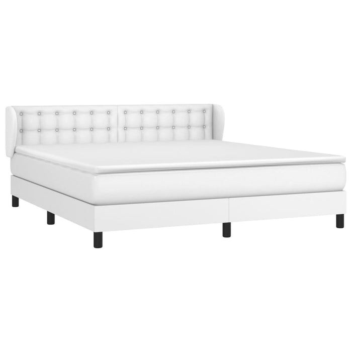 Box spring bed with mattress white 180x200 cm faux leather