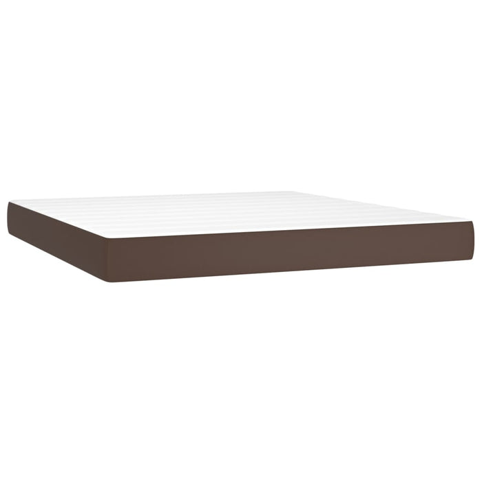 Box spring bed with mattress brown 180x200 cm faux leather