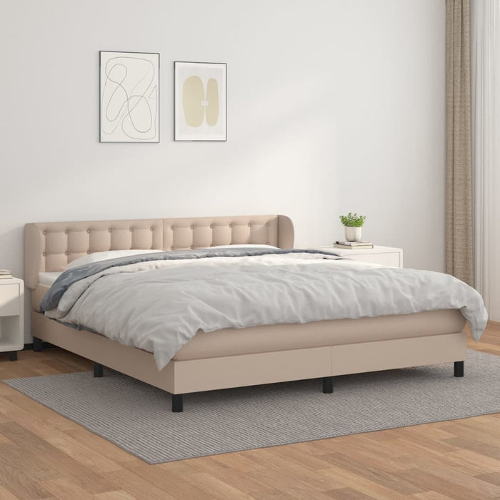 Box spring bed mattress cappuccino brown 180x200 cm faux leather
