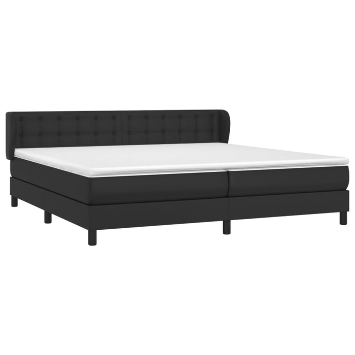 Box spring bed with mattress black 200x200 cm faux leather