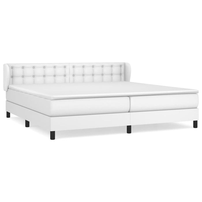 Box spring bed with mattress white 200x200 cm faux leather