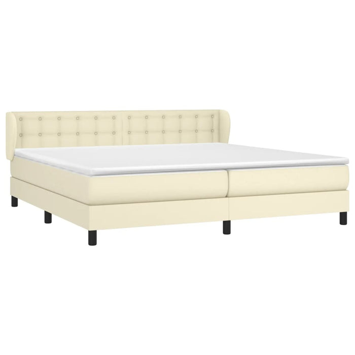Box spring bed with mattress cream 200x200 cm faux leather