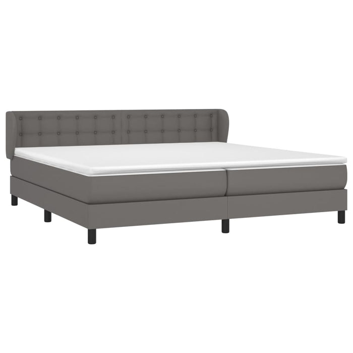 Box spring bed with mattress gray 200x200 cm faux leather