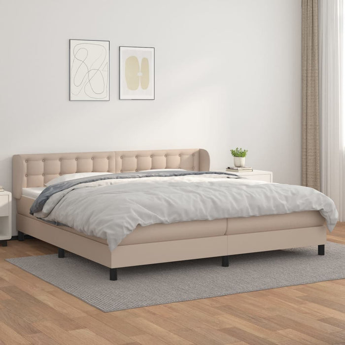 Box spring bed mattress cappuccino brown 200x200cm faux leather