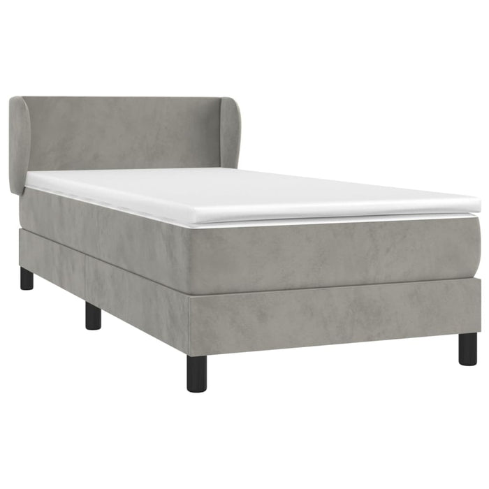 Box spring bed with mattress light gray 90x190 cm velvet