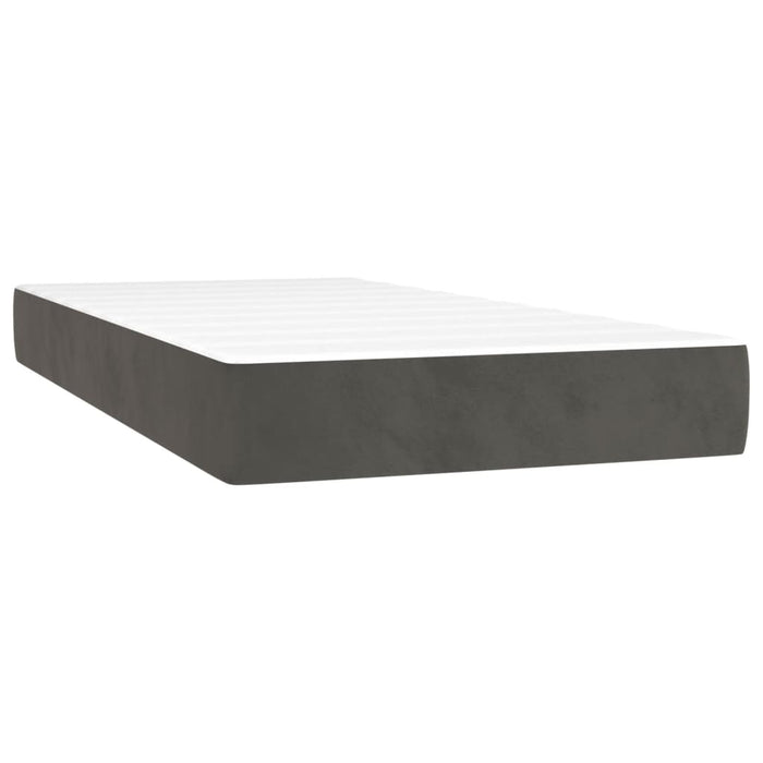 Box spring bed with mattress dark gray 90x190 cm velvet
