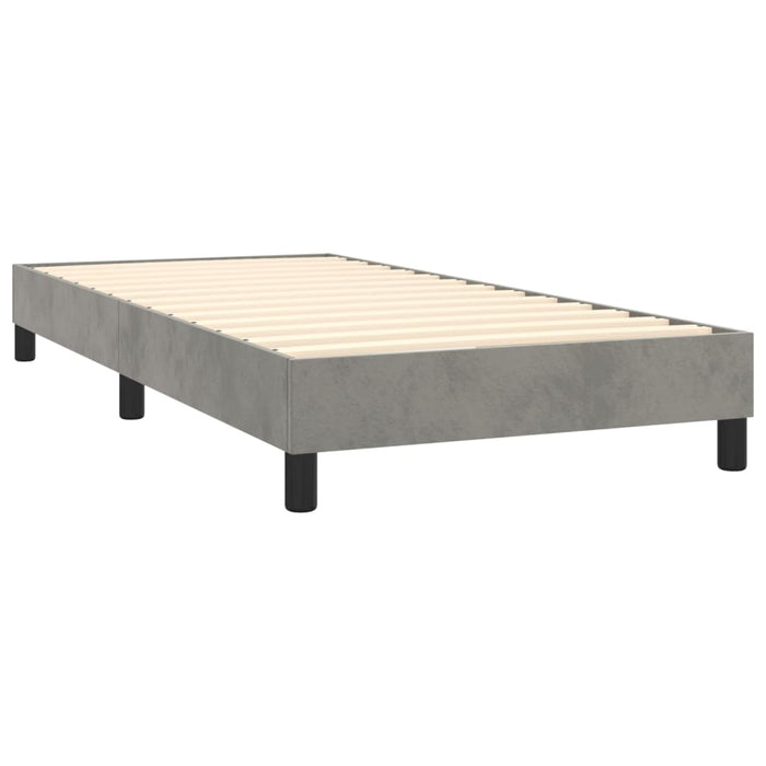 Box spring bed with mattress light gray 90x200 cm velvet