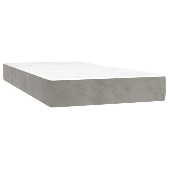 Box spring bed with mattress light gray 90x200 cm velvet