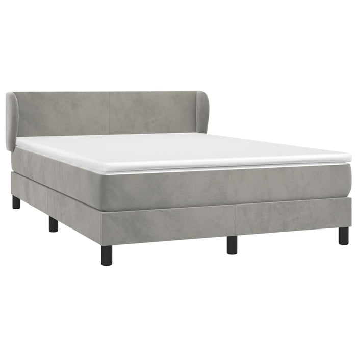 Box spring bed with mattress light gray 140x190 cm velvet