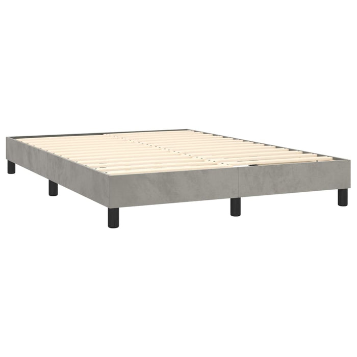 Box spring bed with mattress light gray 140x190 cm velvet