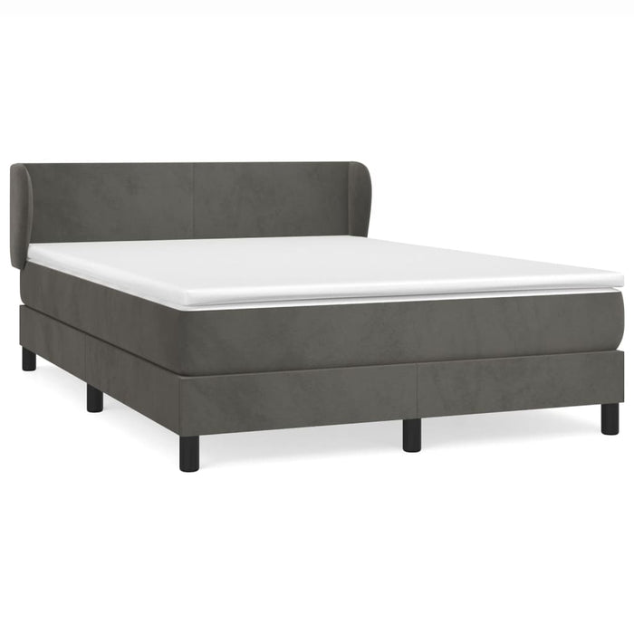 Box spring bed with mattress dark gray 140x190 cm velvet