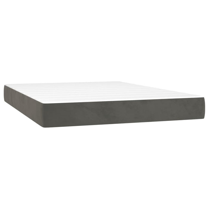 Box spring bed with mattress dark gray 140x190 cm velvet
