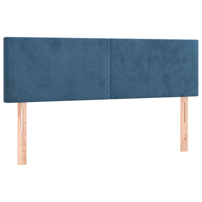 Box spring bed with mattress dark blue 140x190 cm velvet