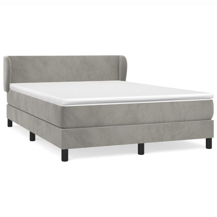 Box spring bed with mattress light gray 140x200 cm velvet