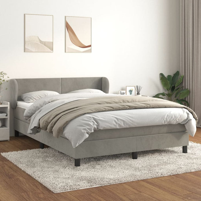 Box spring bed with mattress light gray 140x200 cm velvet