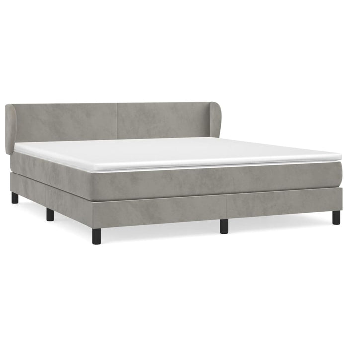 Box spring bed with mattress light gray 160x200 cm velvet