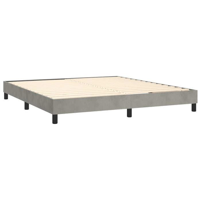 Box spring bed with mattress light gray 160x200 cm velvet