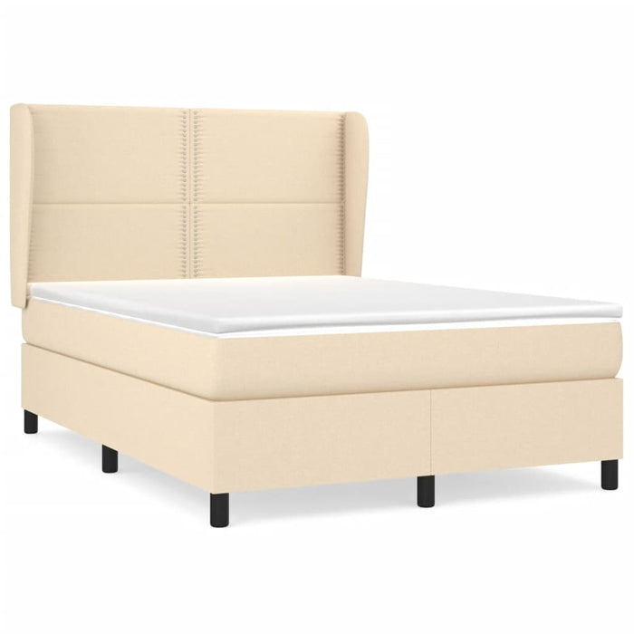 Boxspringbett mit Matratze Creme 140x190 cm Stoff