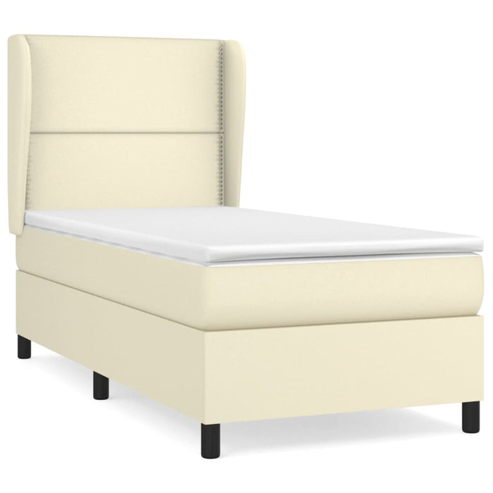 Boxspringbett mit Matratze Creme 100x200 cm Kunstleder