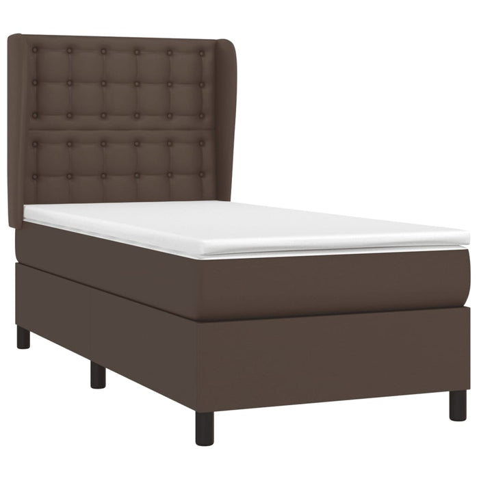 Boxspringbett mit Matratze Braun 80x200 cm Kunstleder
