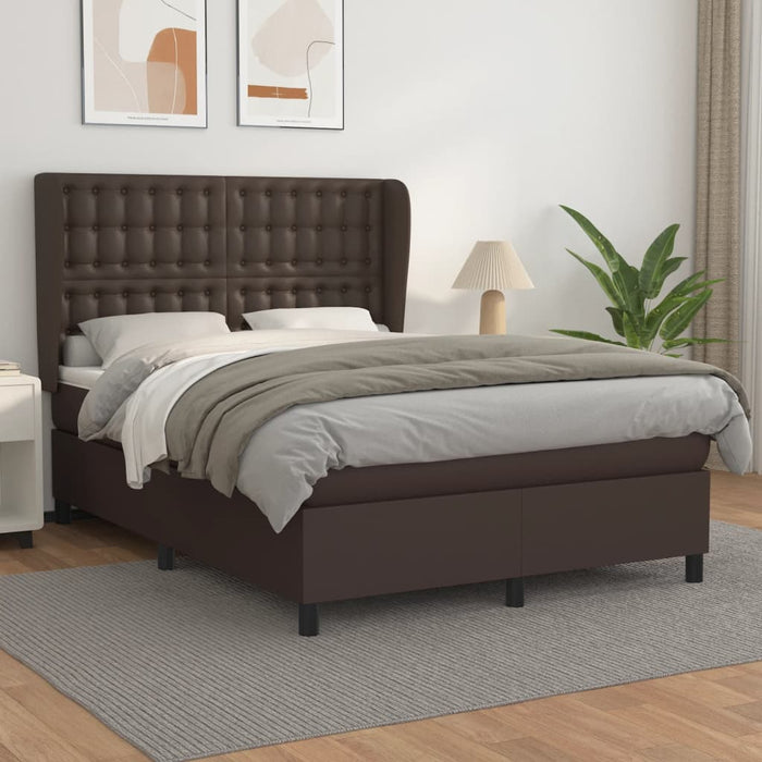 Boxspringbett mit Matratze Braun 140x200 cm Kunstleder