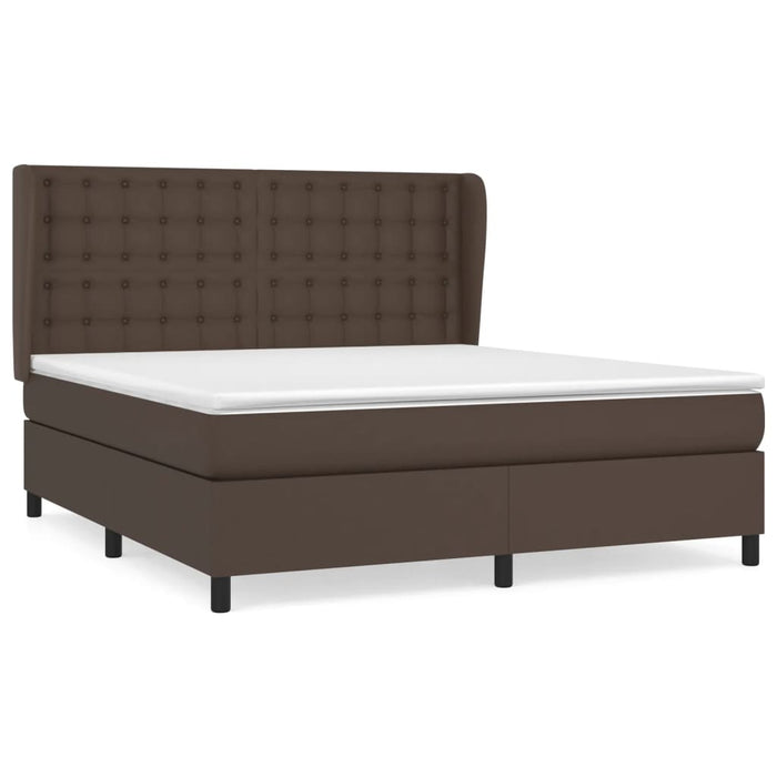 Boxspringbett mit Matratze Braun 160x200 cm Kunstleder