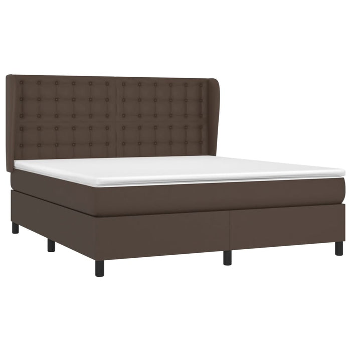 Boxspringbett mit Matratze Braun 160x200 cm Kunstleder
