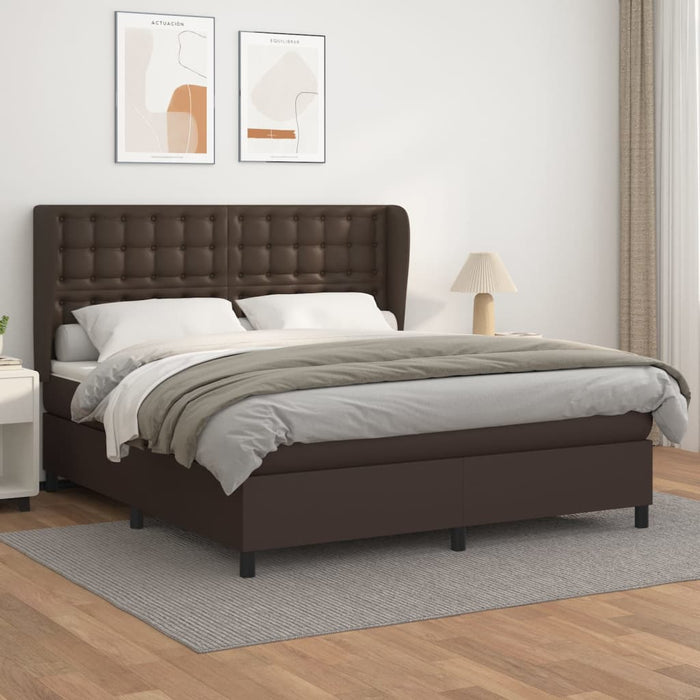 Boxspringbett mit Matratze Braun 160x200 cm Kunstleder