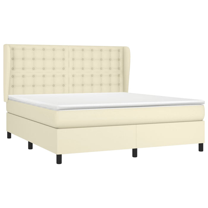 Boxspringbett mit Matratze Creme 180x200 cm Kunstleder