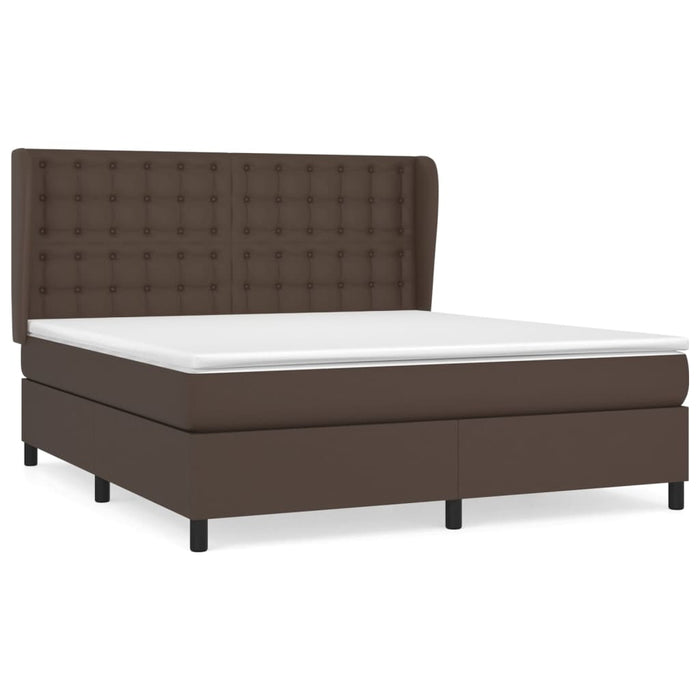 Boxspringbett mit Matratze Braun 180x200 cm Kunstleder