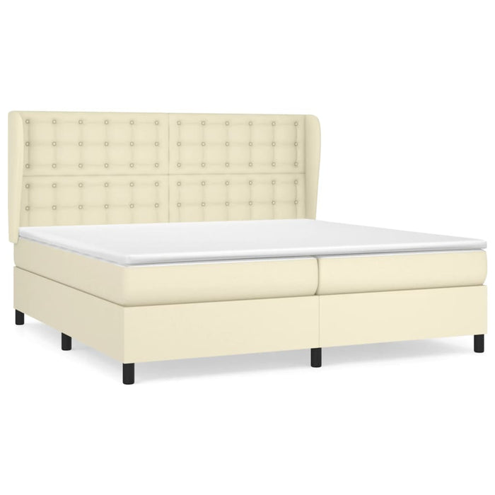 Boxspringbett mit Matratze Creme 200x200 cm Kunstleder