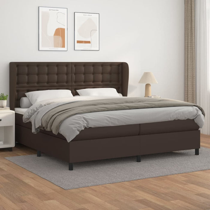 Boxspringbett mit Matratze Braun 200x200 cm Kunstleder