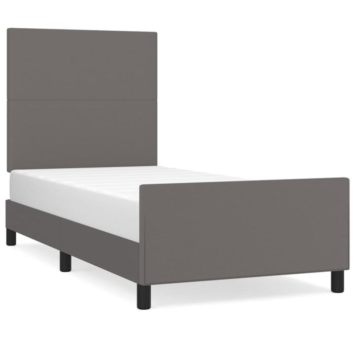 Bed frame with headboard gray 90x200 cm faux leather