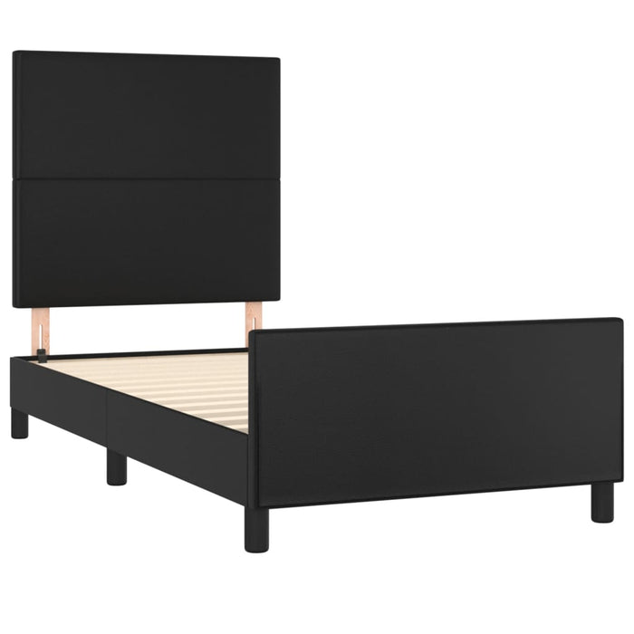 Bed frame with headboard black 100x200 cm faux leather
