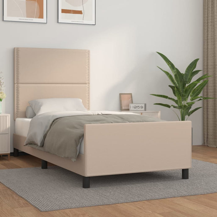 Bed frame with headboard cappuccino brown 100x200 cm faux leather