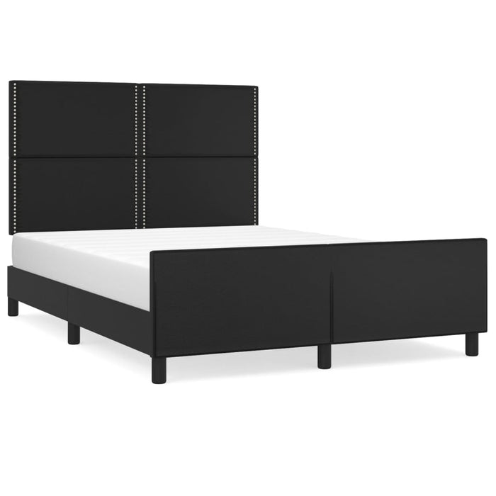 Bed frame with headboard black 140x190 cm faux leather