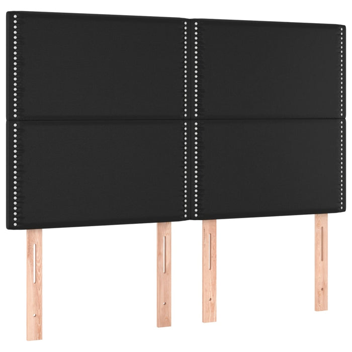 Bettgestell mit Kopfteil Schwarz 140x190 cm Kunstleder