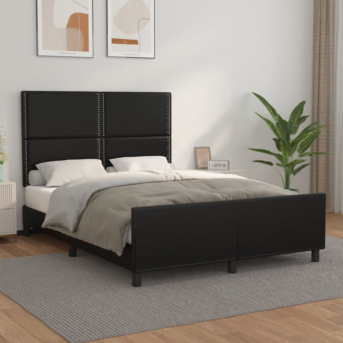 Bed frame with headboard black 140x200 cm faux leather