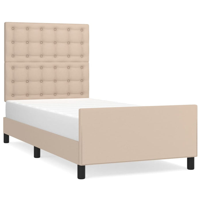 Bed frame with headboard cappuccino brown 80x200 cm faux leather