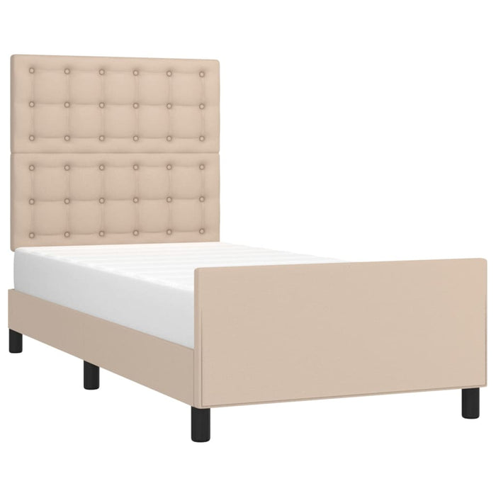 Bed frame with headboard cappuccino brown 90x200 cm faux leather