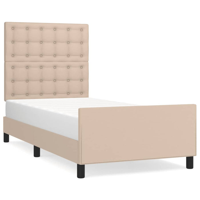 Bed frame with headboard cappuccino brown 100x200 cm faux leather