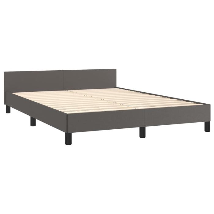 Bed frame with headboard gray 140x190 cm faux leather