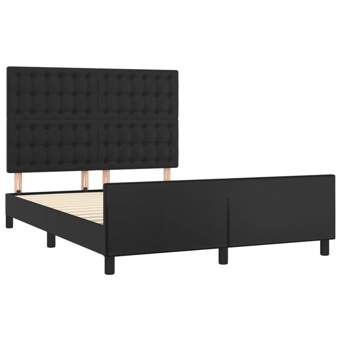 Bed frame with headboard black 140x200 cm faux leather