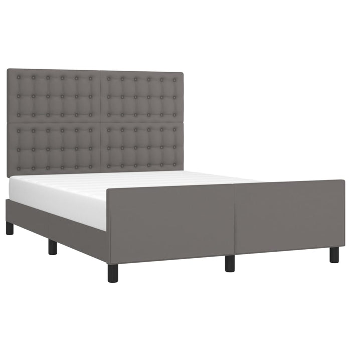 Bed frame with headboard gray 140x200 cm faux leather