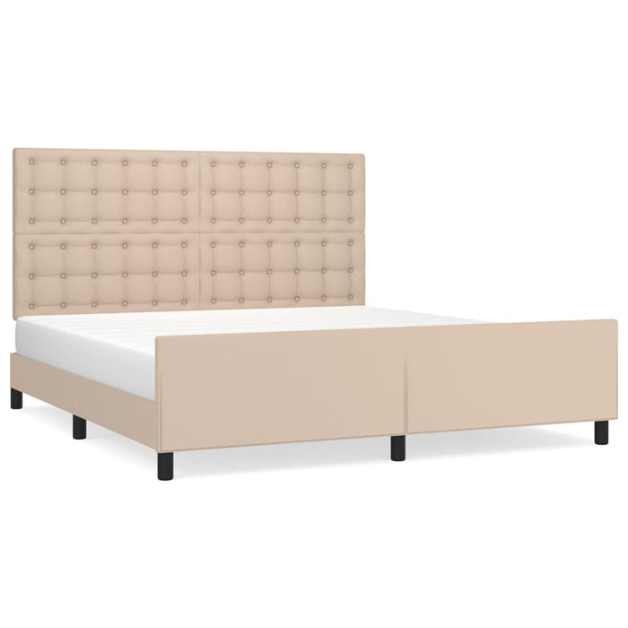 Bed frame with headboard cappuccino brown 160x200 cm faux leather