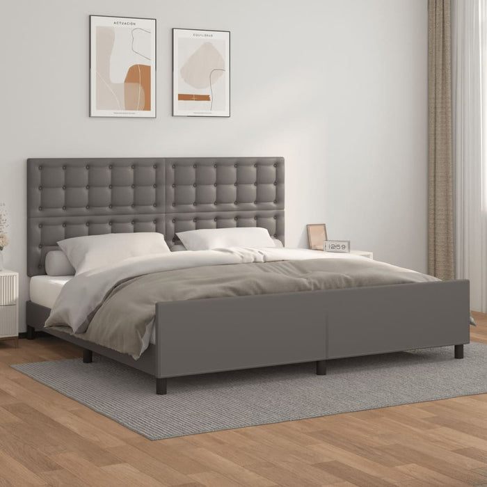 Bed frame with headboard gray 200x200 cm faux leather