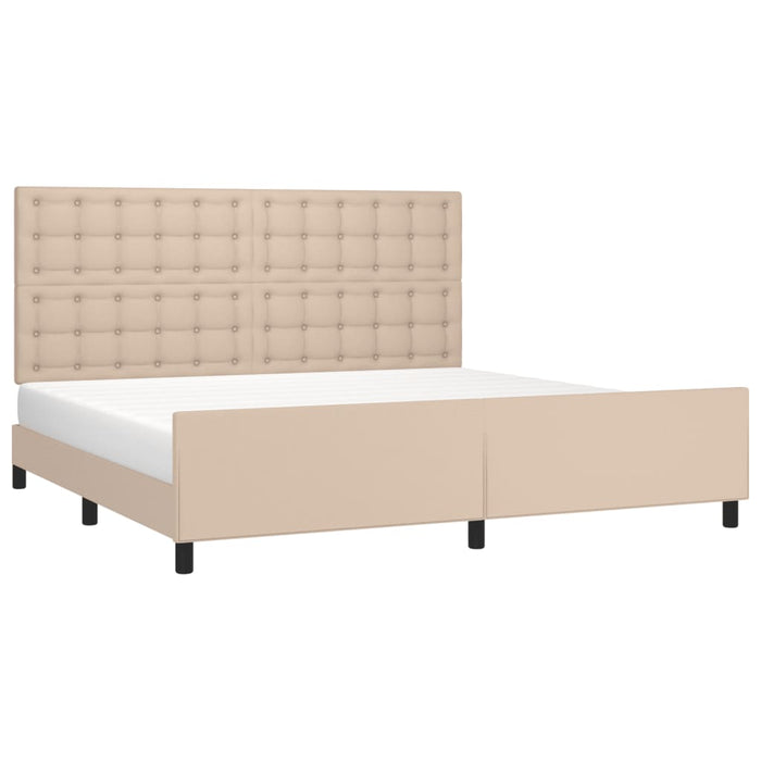 Bed frame with headboard cappuccino brown 200x200 cm faux leather