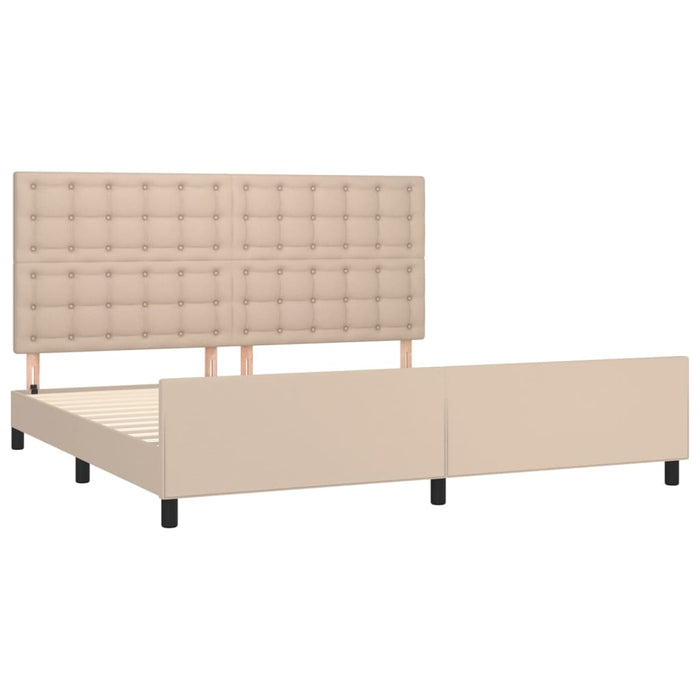 Bed frame with headboard cappuccino brown 200x200 cm faux leather